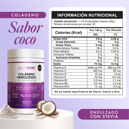 Colágeno hidrolizado con resveratrol y biotina - coco - Ahorra desde $37.500