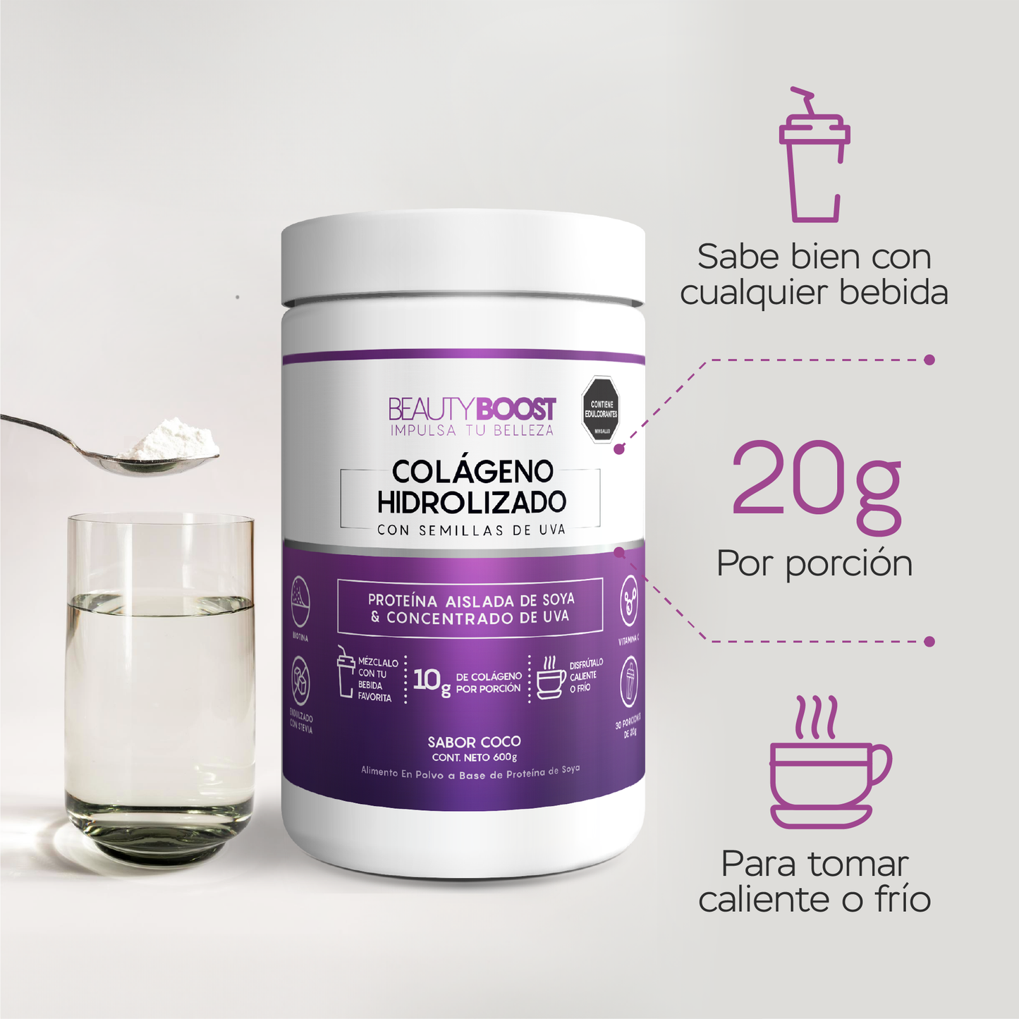Colágeno hidrolizado con resveratrol y biotina - coco - Ahorra desde $37.500